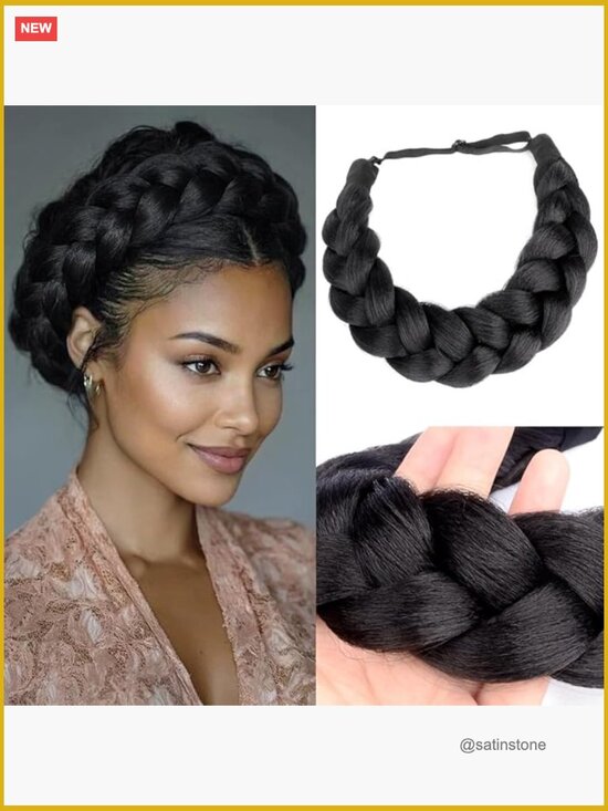 Thick 2 Strands Synthetic Hair Braided Headband Hairpiece main image 5